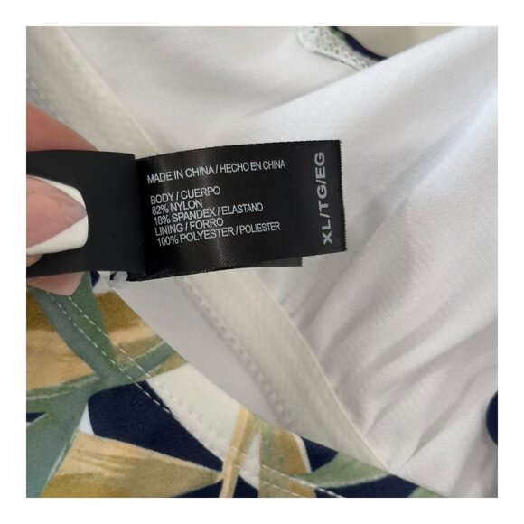 Hurley Tropical Leaf Print One-Piece Swimsuit Cross-Back Straps Women SZ XL - Picture 6 of 12